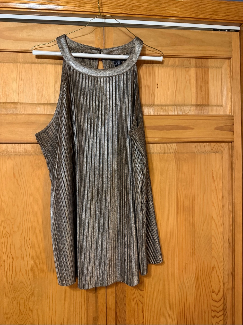 torrid Metallic Charcoal Pleated Halter Tank